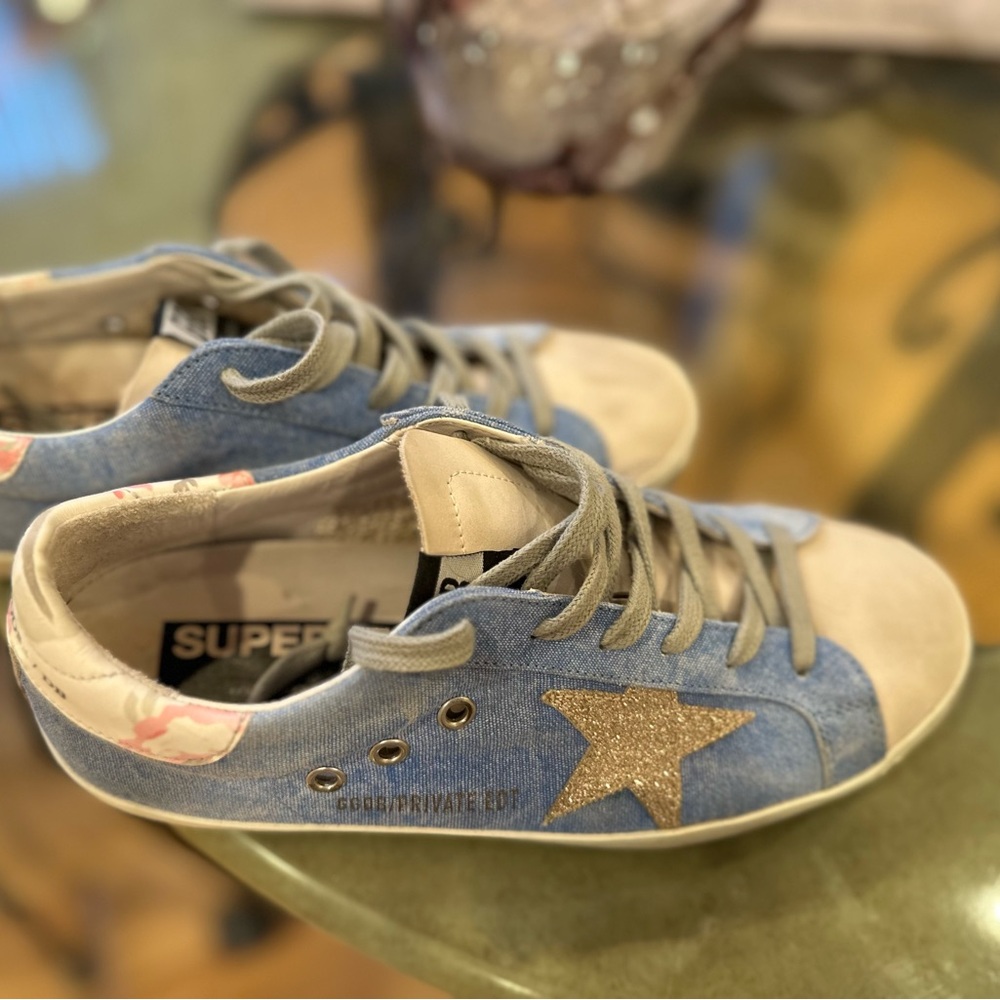 Golden Goose superstar Denim Sneakers with Gold Star